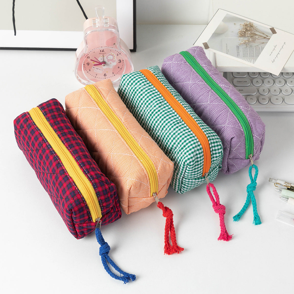 1Quilted Zippered Pencil Case Miroken