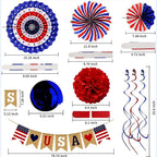 1Unisex multi-piece party decoration set with paper fans pom poms bunting garland Miroken