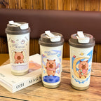 1Leak-proof stainless steel water bottle with cute capybara design Miroken