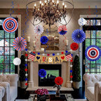 1Unisex multi-piece party decoration set with paper fans pom poms bunting garland Miroken