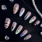1Artificial nails with creative design and sparkling accents Miroken