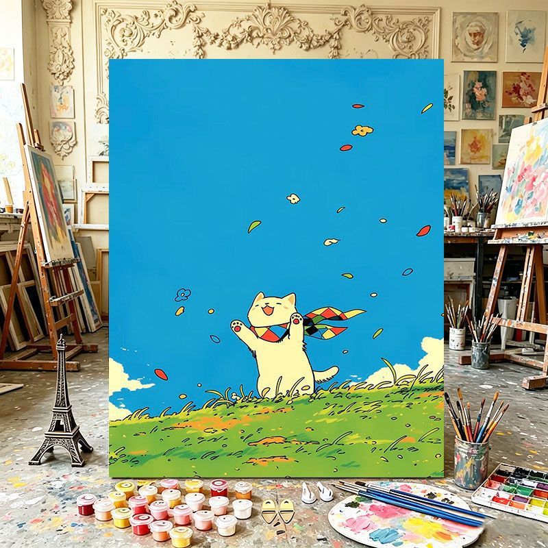1Playful Cat Illustration Art Print Miroken