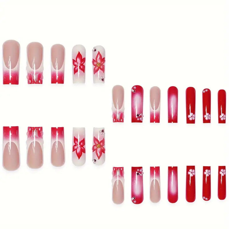 1Floral Nail Art Extensions Miroken