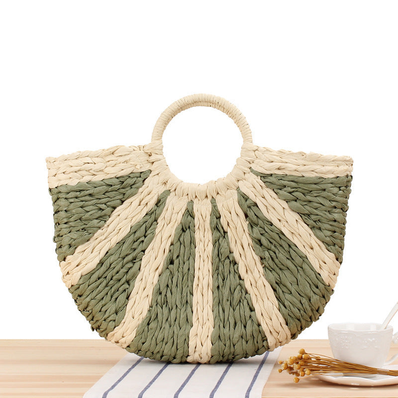1Elegant Straw Bag with Stiff Handle Miroken