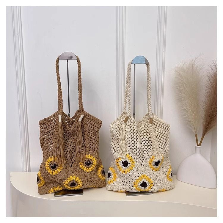 1Macrame shopping bag with sunflower pattern Miroken