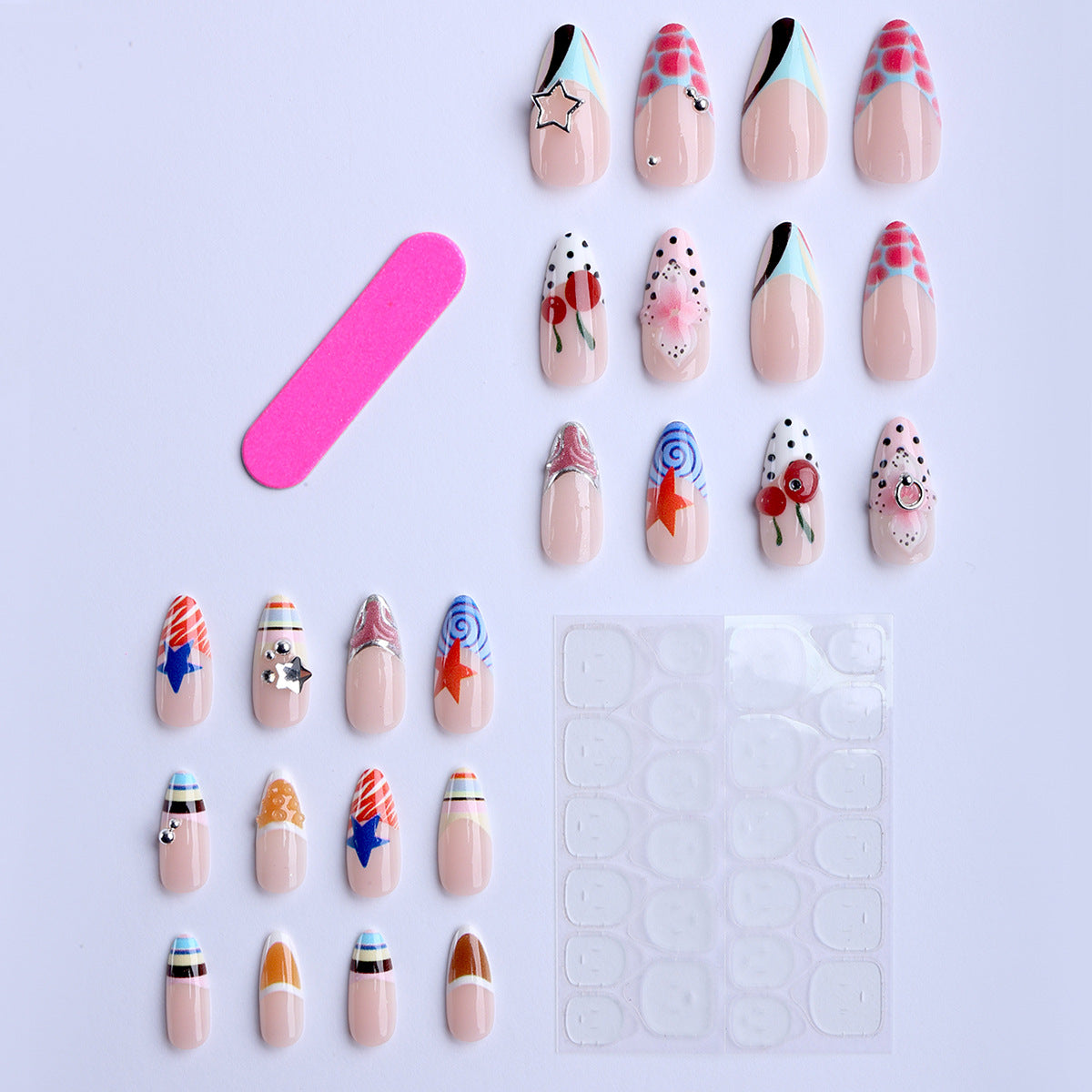 1Artificial nails with creative design and sparkling accents Miroken