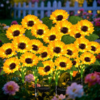 1Solar-Powered LED Sunflower Garden Stake Lamp With Waterproof Panel And Adjustable Stem Miroken