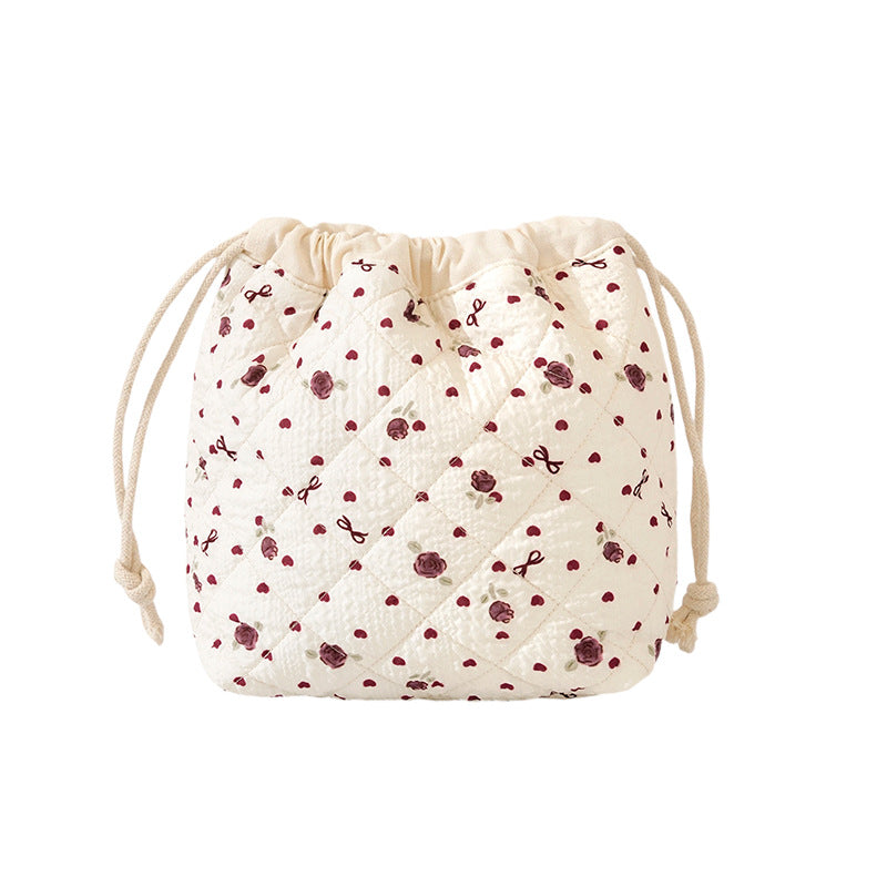 1Quilted Floral Drawstring Bag Miroken
