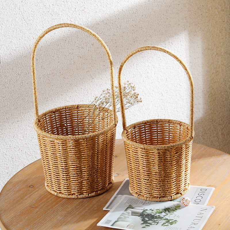 1Decorative Woven Storage Basket with Mushroom Emblem Miroken