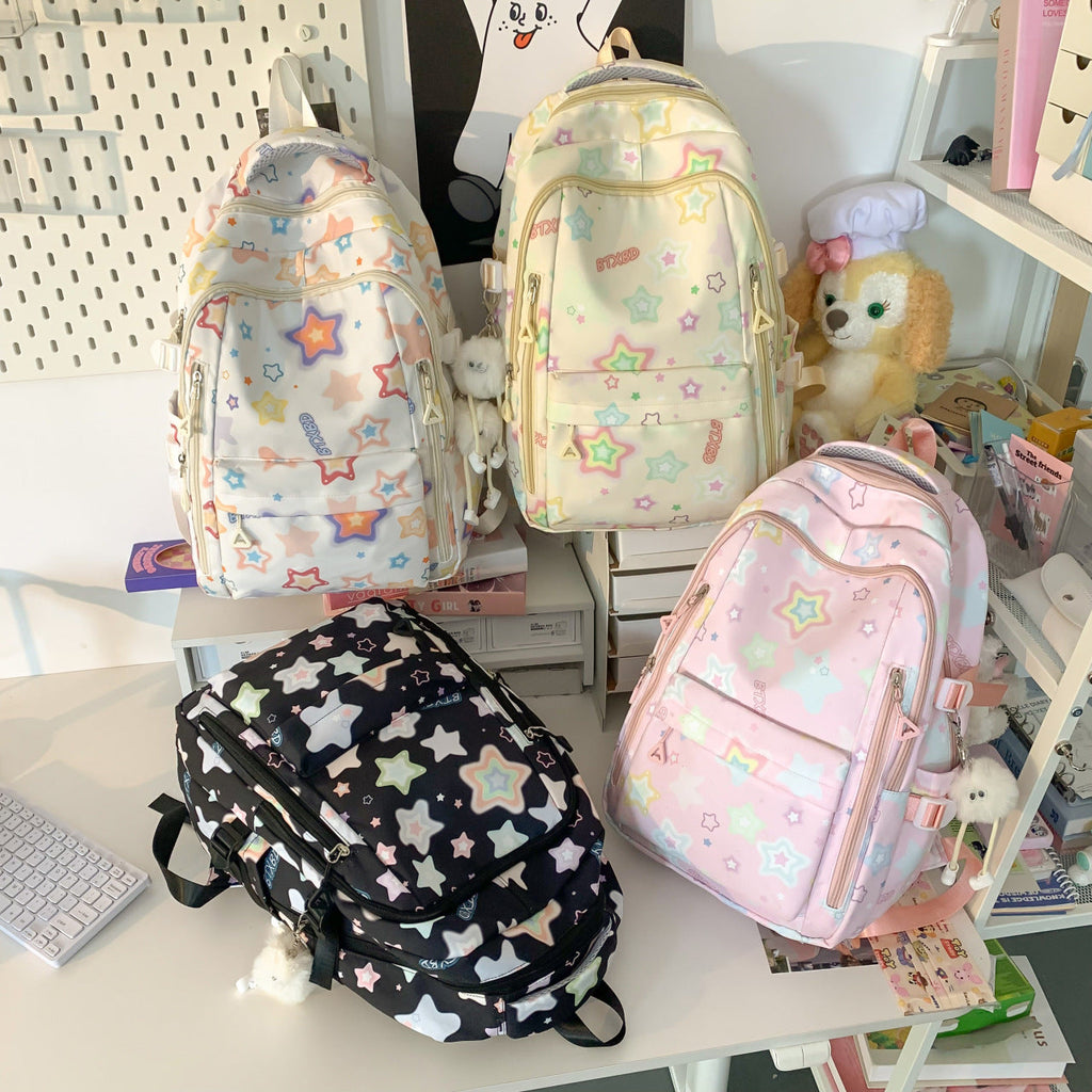 1Backpack with Colorful Star Motif and Multifunctional Compartments Miroken