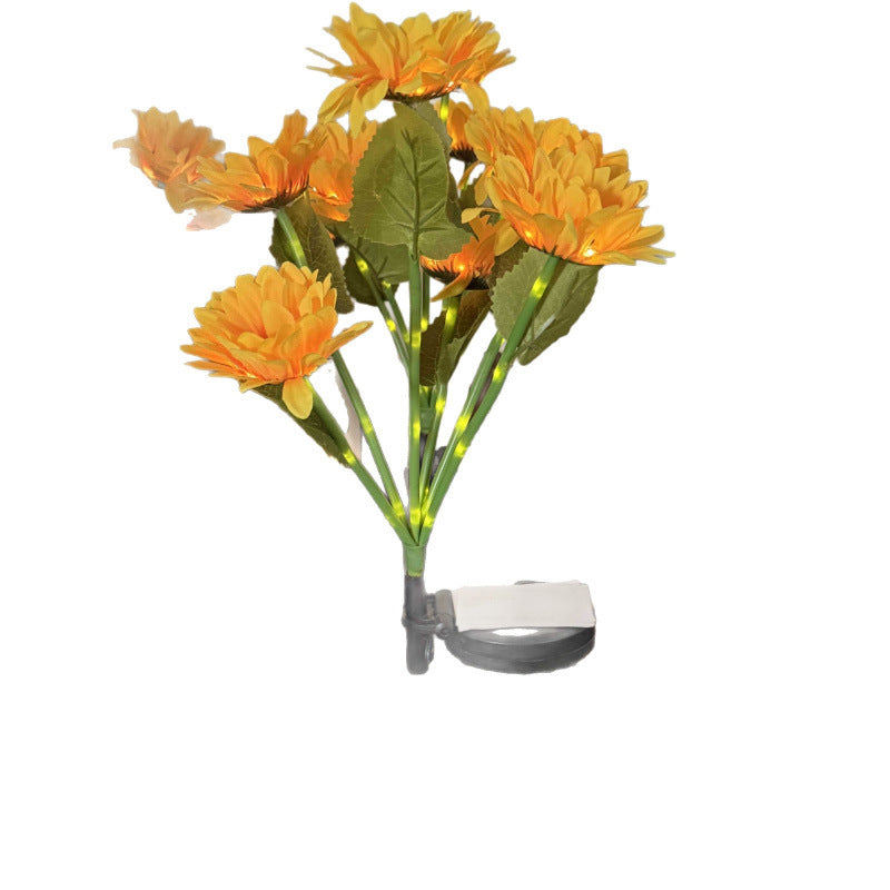 1Solar-Powered LED Sunflower Garden Stake Lamp With Waterproof Panel And Adjustable Stem Miroken