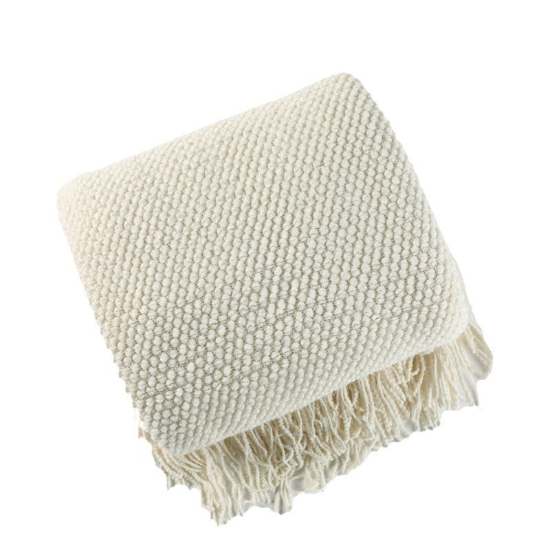 1Textured Fringe Throw Blanket Miroken