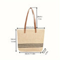 1Fashionable Bast and Leather Tote Bag Miroken