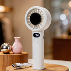 1Ladies portable handheld fan with digital speed display Miroken