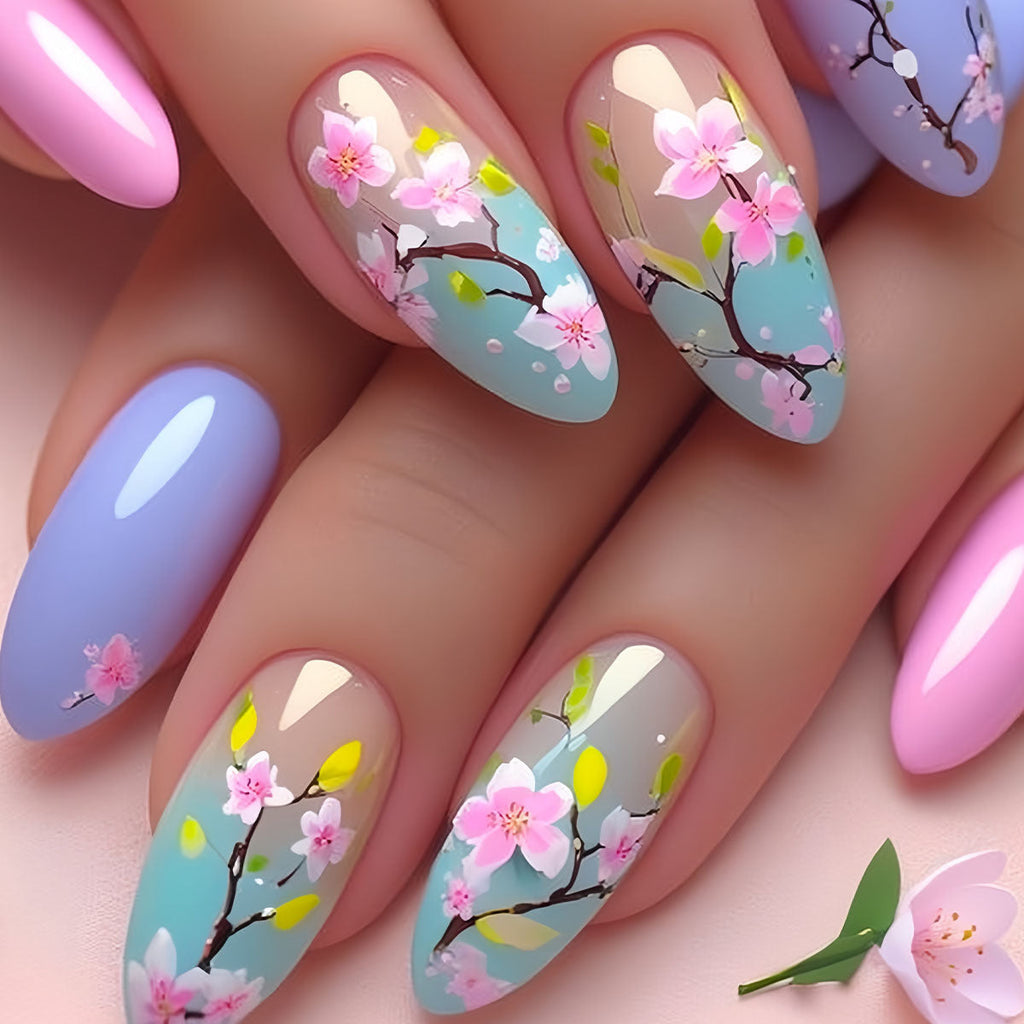 1Artistic Floral Press-On Nail Enhancements Miroken