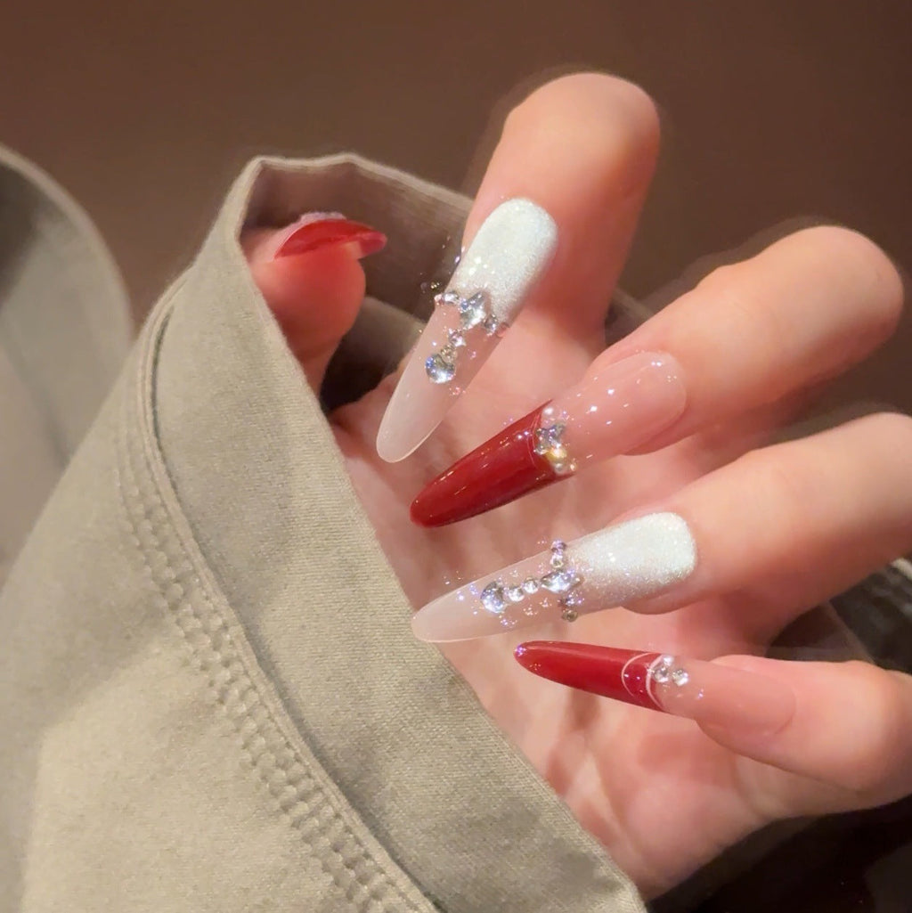 1Decorative Rhinestone-Accented Press-On Nail Extensions Miroken