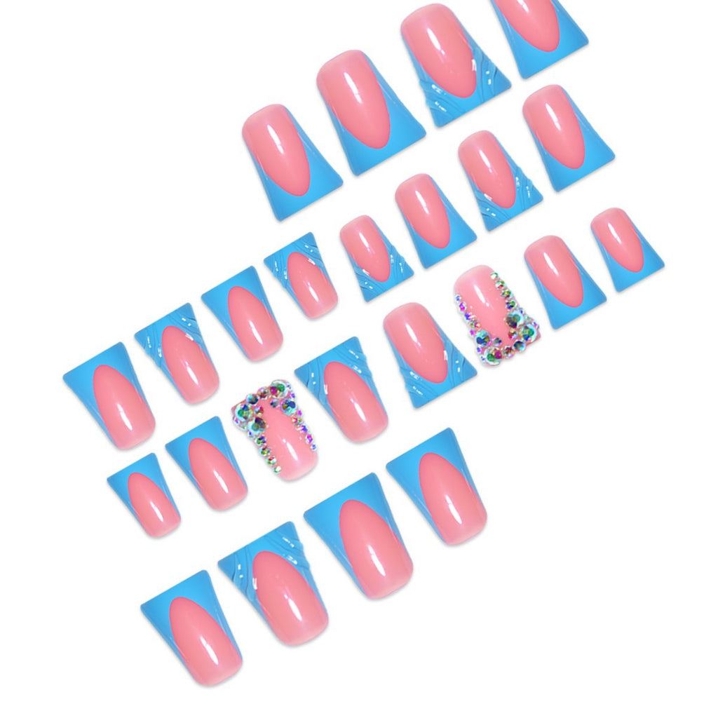 1Decorative Press-On Nail Art Extensions with Rhinestone Accents Miroken