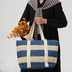 1Handcrafted beach bag with distinctive striped design Miroken