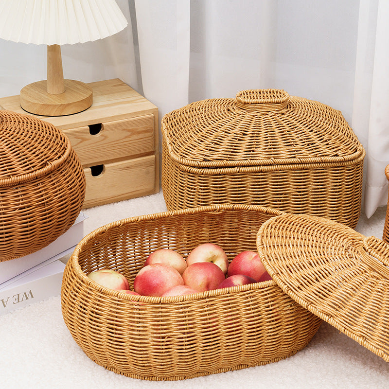 1Woven Storage Container with Lid Miroken