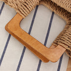 1Handcrafted straw bag with wooden handle Miroken
