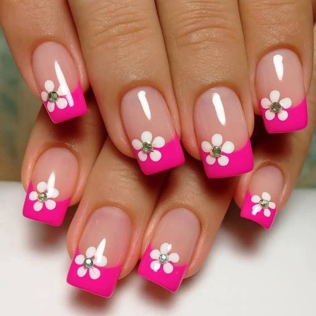 1Artificial nails with floral 3D applications Miroken