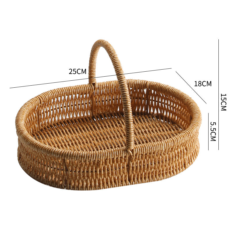 1Decorative Woven Storage Basket with Mushroom Emblem Miroken