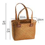 1Handwoven Natural Wicker Shopping Basket Miroken