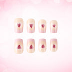 1Heart-Embellished French Tip Acrylic Nails Miroken