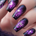 1Artificial nails with Mystical Moon and Tree Design Miroken