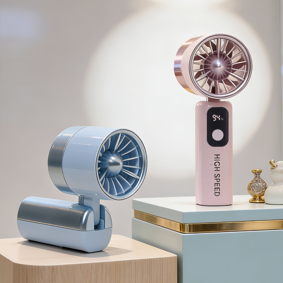 1Portable handheld fan with LED display and USB charging function Miroken