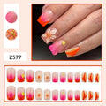 1Artificial nails with floral 3D designs and gradient color Miroken