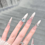 1Artificial nails with glitter and crystal embellishments Miroken