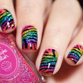 1Creative nail art set with glittering rainbow pattern Miroken