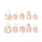 1Premium Decorative Press-On Nail Set with Floral Accents Miroken