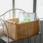 1Large Handwoven Storage Basket with Ergonomic Handles