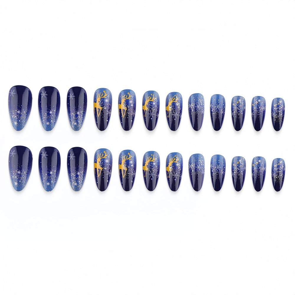1Artificial Nails in Elegant Winter Design with Sparkling Accents Miroken