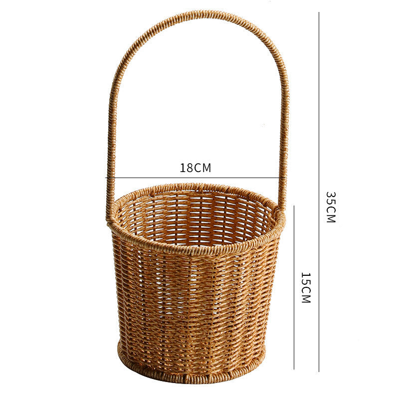 1Decorative Woven Storage Basket with Mushroom Emblem Miroken