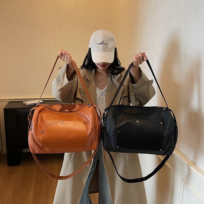 1Elegant Sport Duffel Bag with Woven Design and Removable Shoulder Strap Miroken
