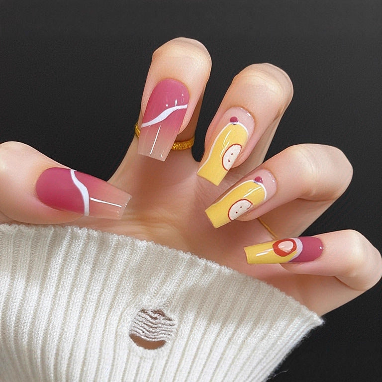 1Nail set with elegant glitter design Miroken