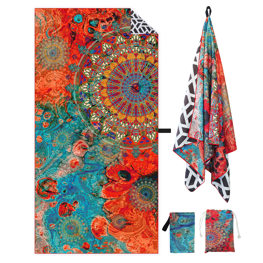 1Beach towel with creative mandala design Miroken