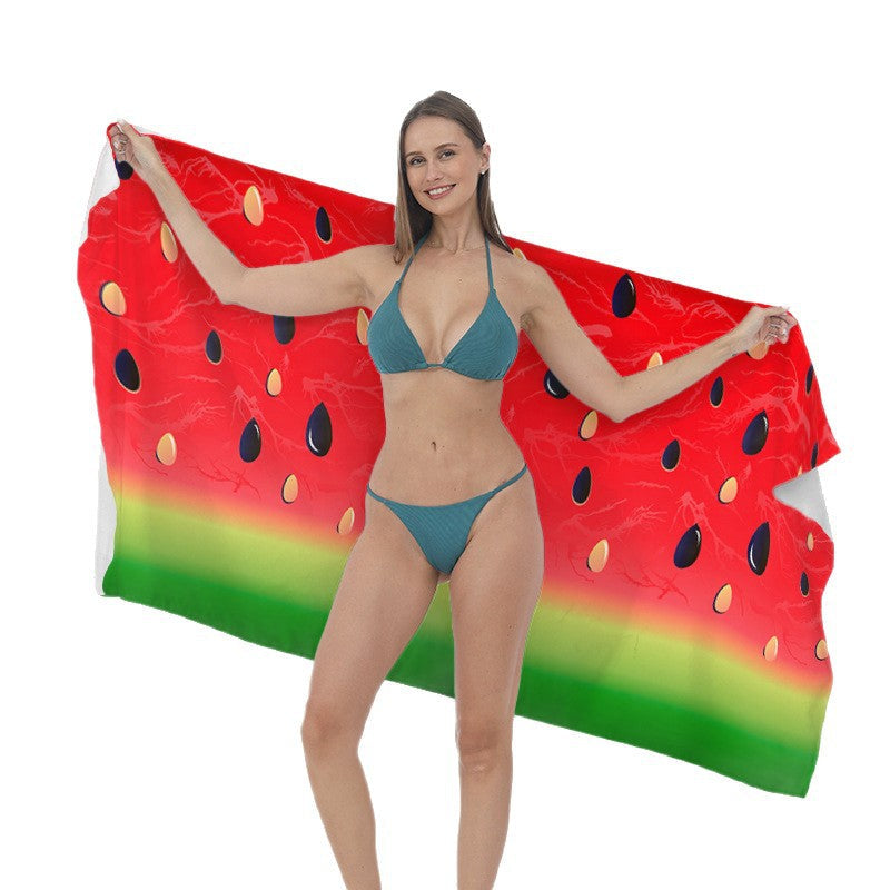 1Beach towel with cheerful fruit motif Miroken