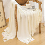 1Luxurious Textured Knit Fringe Throw Blanket Miroken