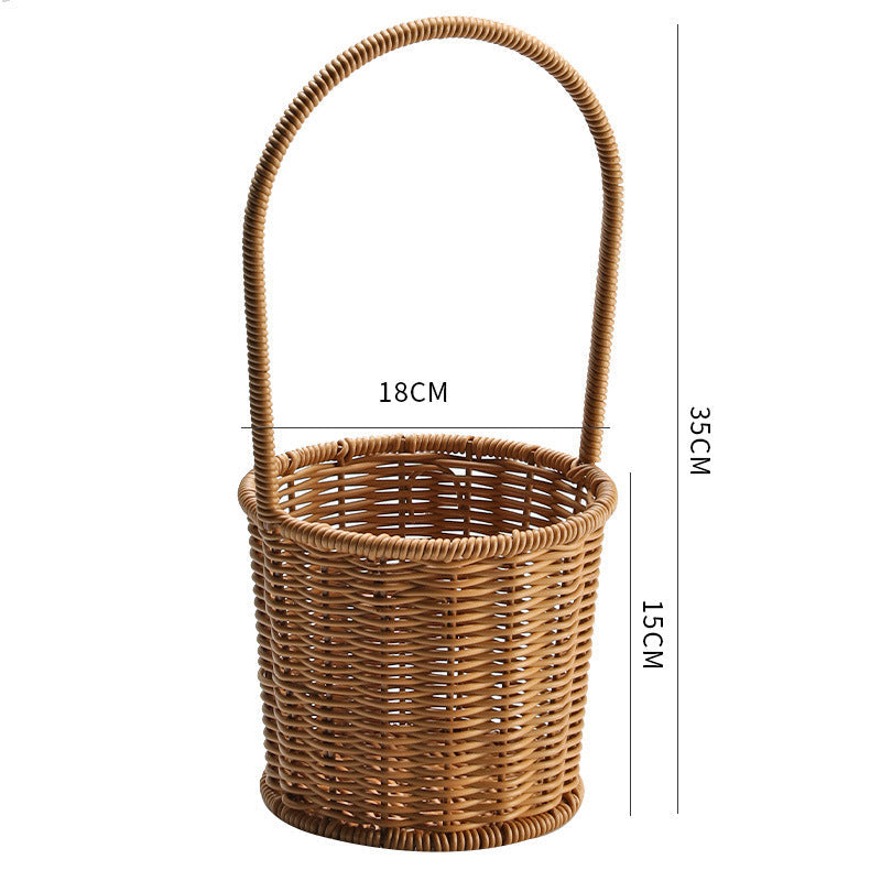 1Decorative Woven Storage Basket with Mushroom Emblem Miroken