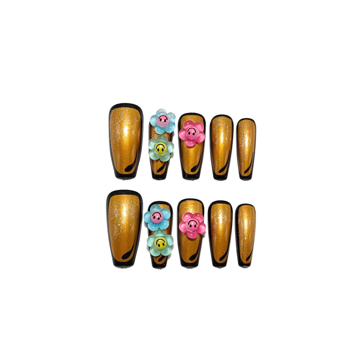 1Artificial nails with floral 3D applications Miroken
