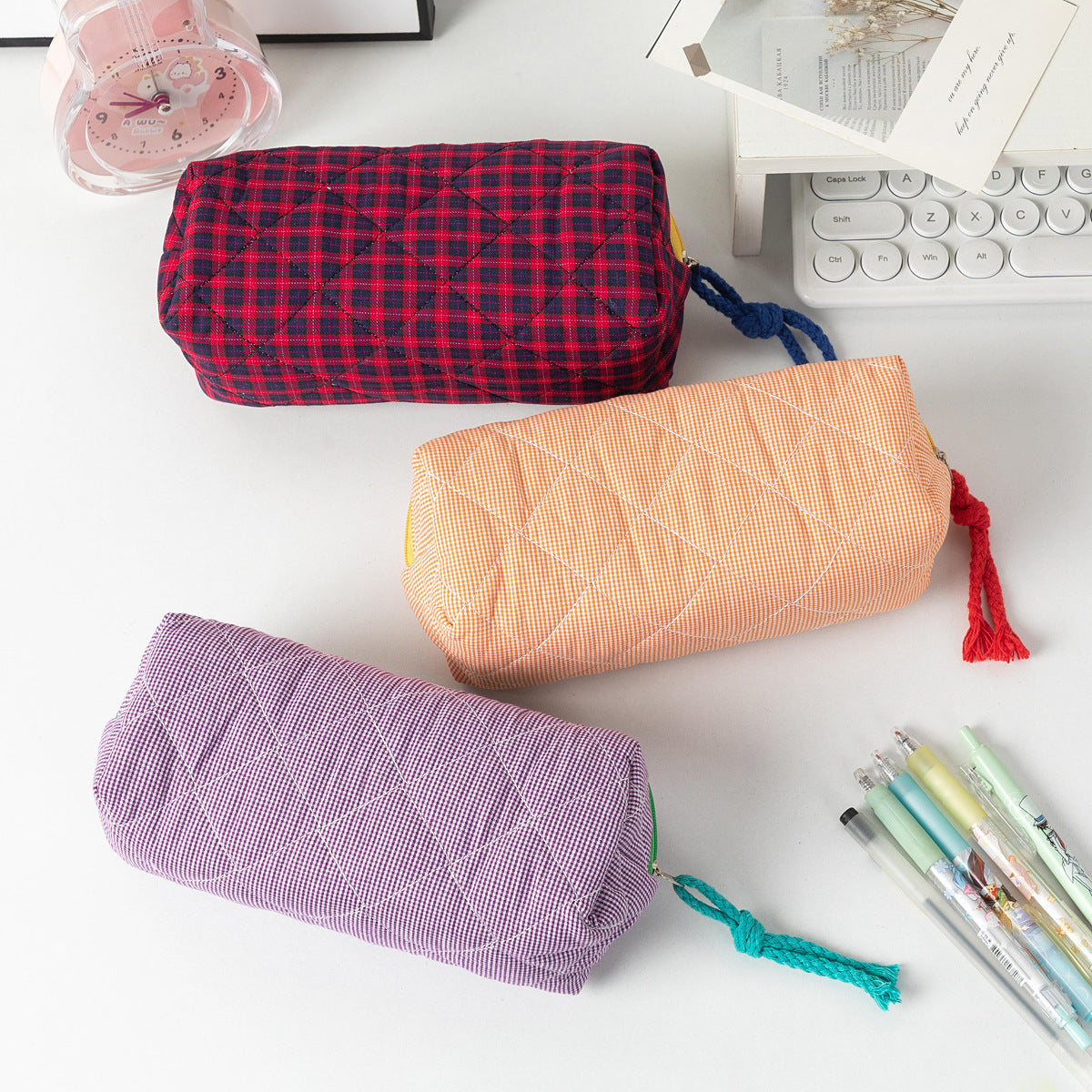 1Quilted Zippered Pencil Case Miroken