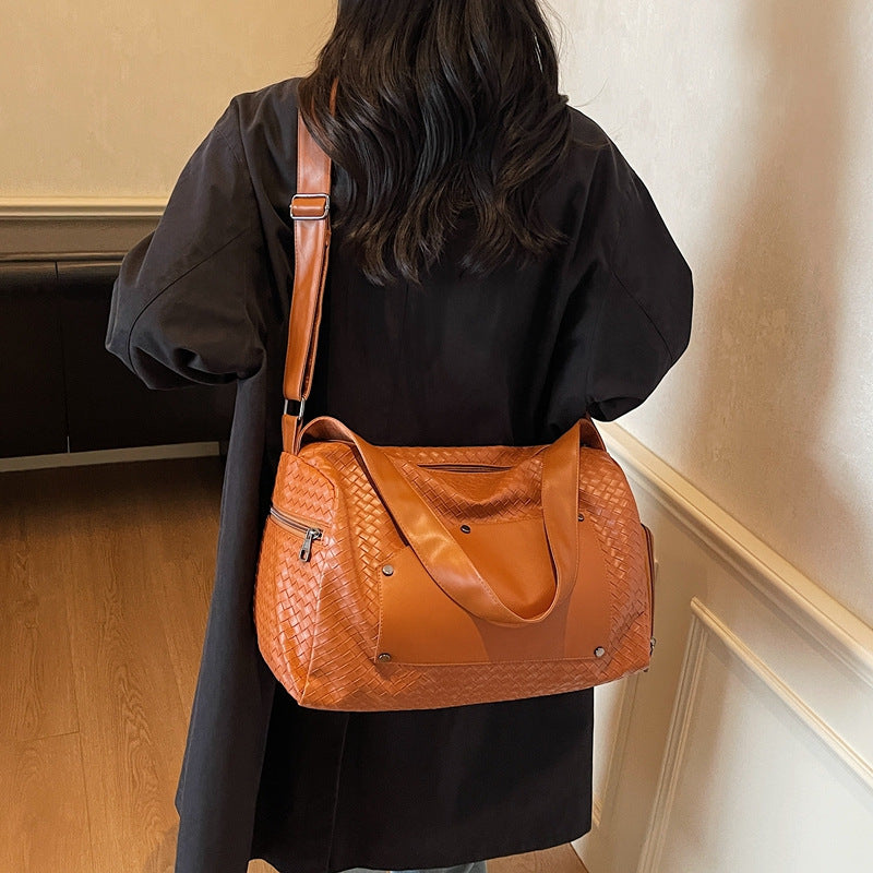1Elegant Sport Duffel Bag with Woven Design and Removable Shoulder Strap Miroken