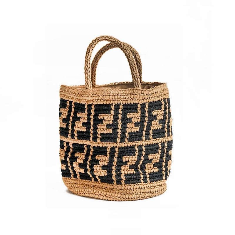 1Handwoven basket bag with geometric pattern Miroken