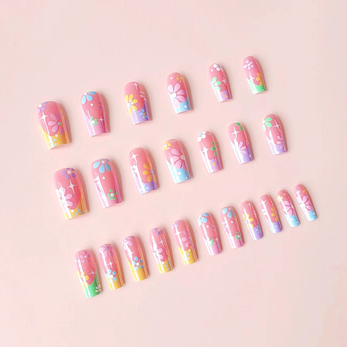 1Artificial nail tips with floral designs Miroken