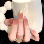 1Artistic Press-On Nail Set with Floral and Glossy Accents Miroken