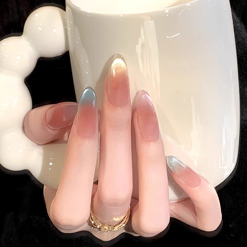 1Artistic Press-On Nail Set with Floral and Glossy Accents Miroken